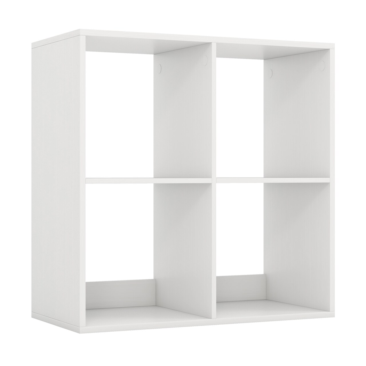 White 4 Storage Cube Bookshelf with Open Back Guardrail for Living Room Bedroom